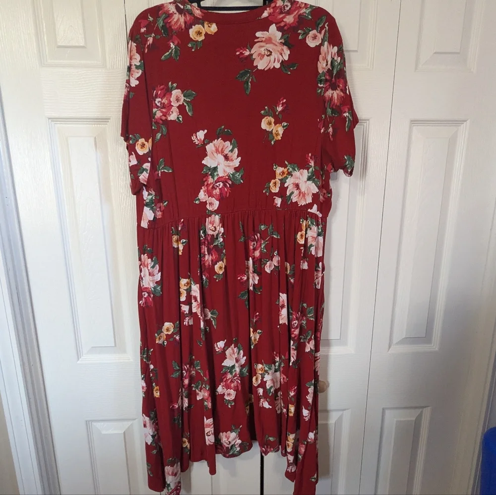 Floral Asymmetrical Hem Flowy Dress Pockets #358 - Picture 5 of 6
